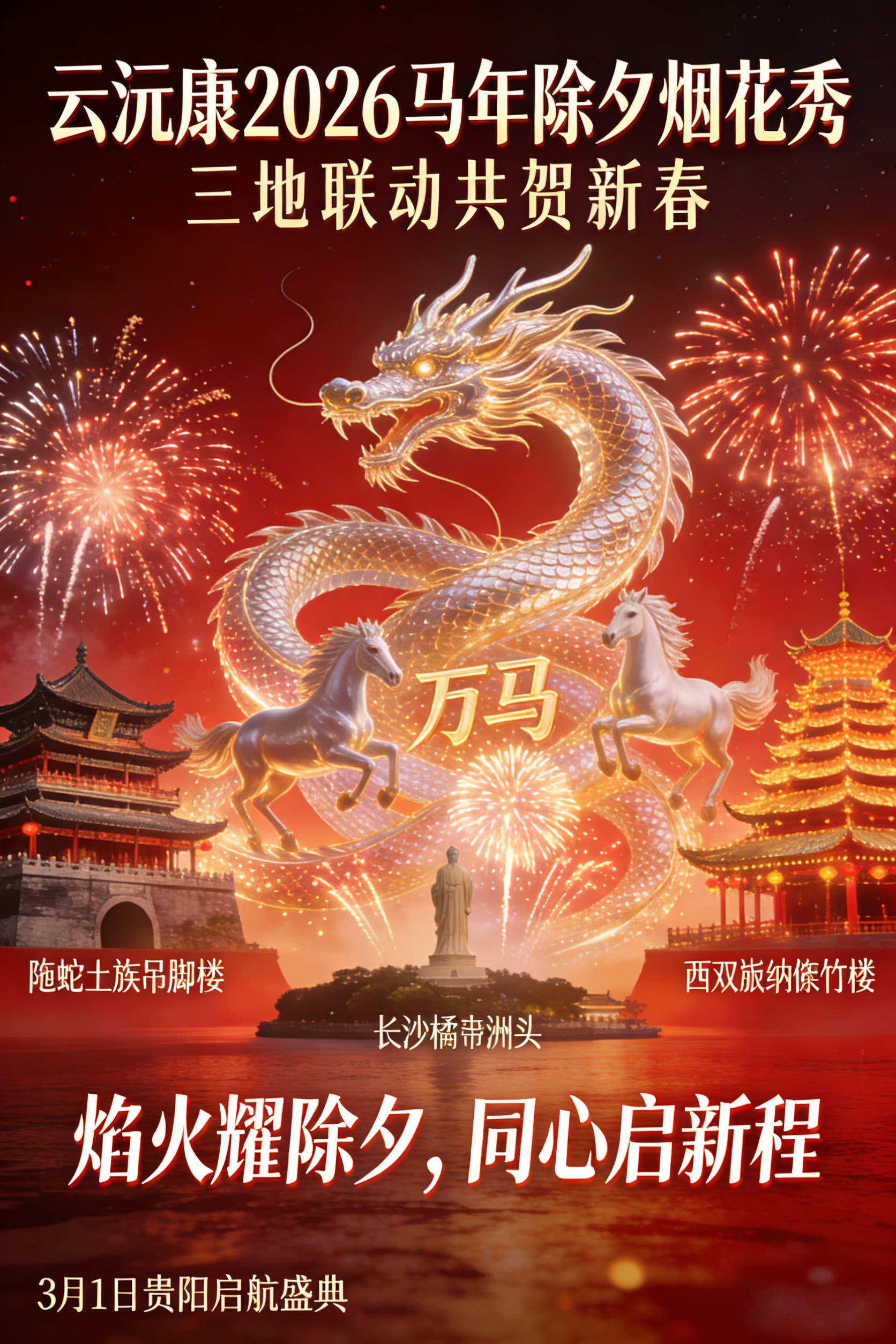 焰火耀除夕  同心启新程—云沅康2026马年主题烟花秀圆满举行